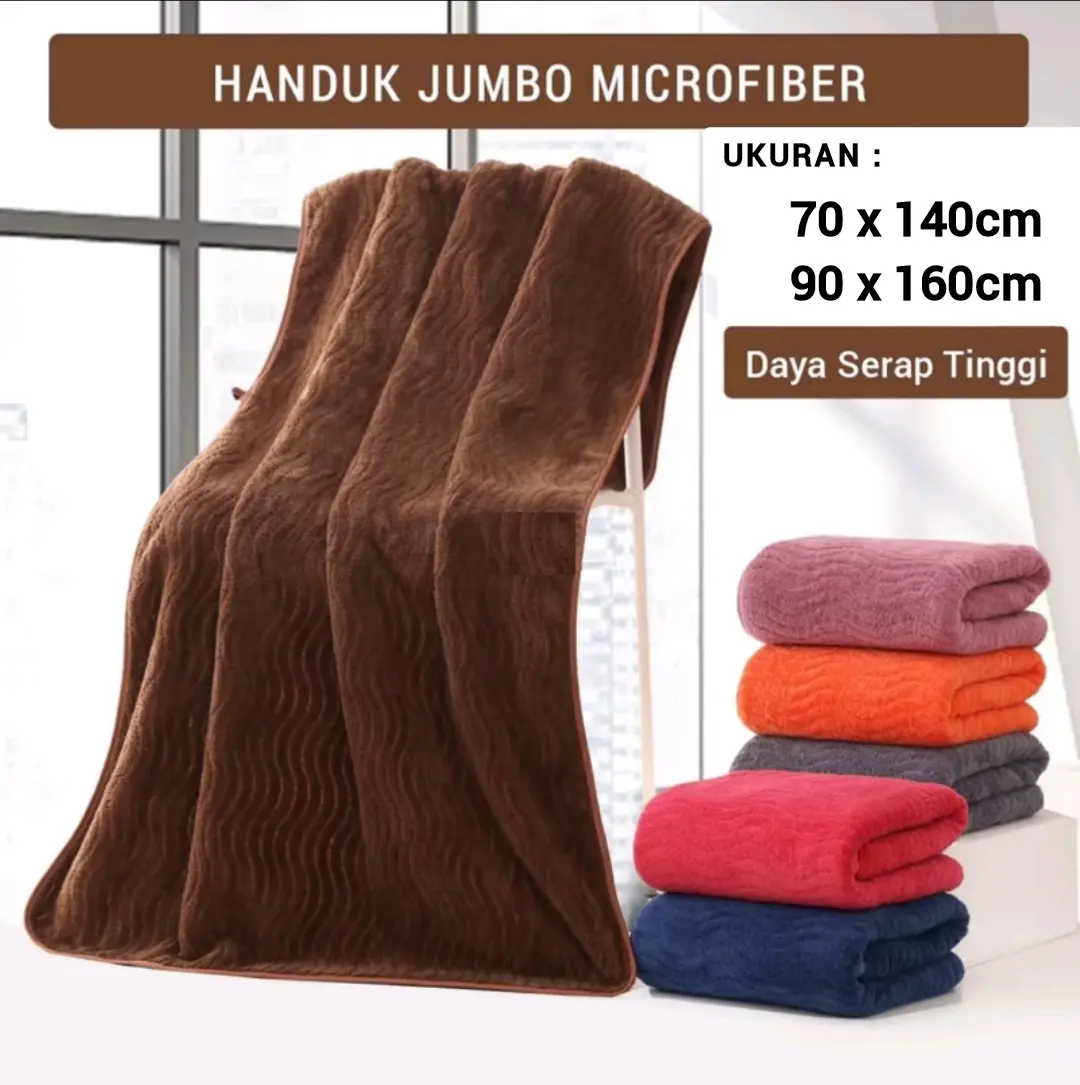 Handuk Mandi Dewasa Jumbo Ukuran 70x140 90x160 Handuk Pria Wanita Bahan Microfiber Lembut Menyerap Air murah towels