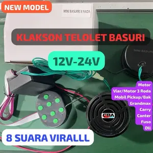 1 Set Original Mini Basurri 8 Nada Mobil Truk Klakson Horn Telolet Stecu Basuri Tombol 12V 24V Alarm Klakson Mobil
