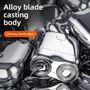 Magnetic Double Blade Shaver Fully Automatic Electric Shaver For Men Portable Waterproof Shaver Rechargeable Mini Rotary Shaver