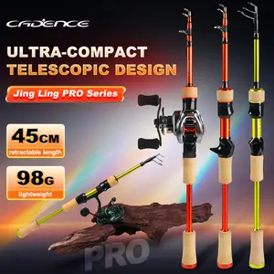 Joran Teleskopik Elves Pro-Dua Mode Deep Satu Tongkat，Panjang tertutup 45 cm，Bobot super ringan 98 gram，Grip Cork 3A，Cocok untuk teknik Casting maupun Sliding Fishing
