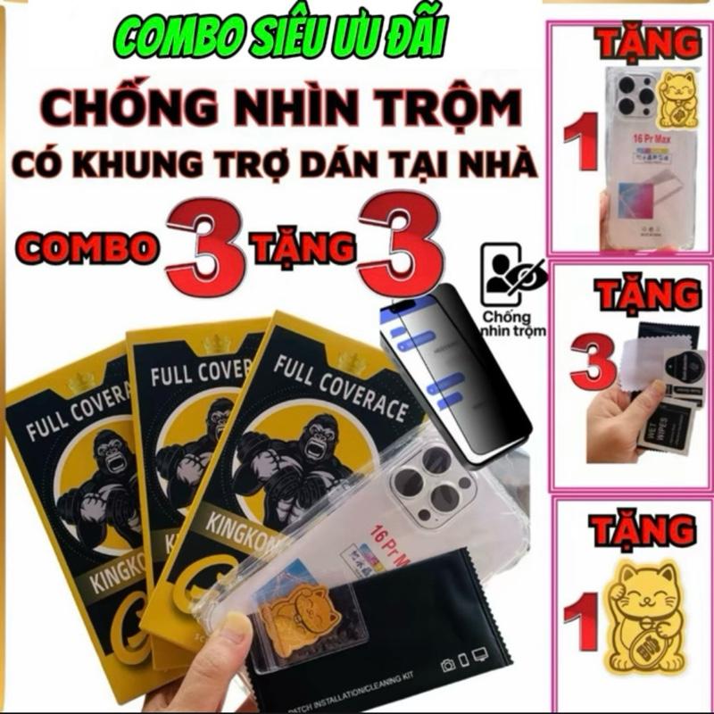 {[COMBO 3 kính >> TẶNG ốp , mèo thần tài] Kính Cường Lực Tự Dán KINGKONG  Full Màn Iphone 6plus đến 16promax