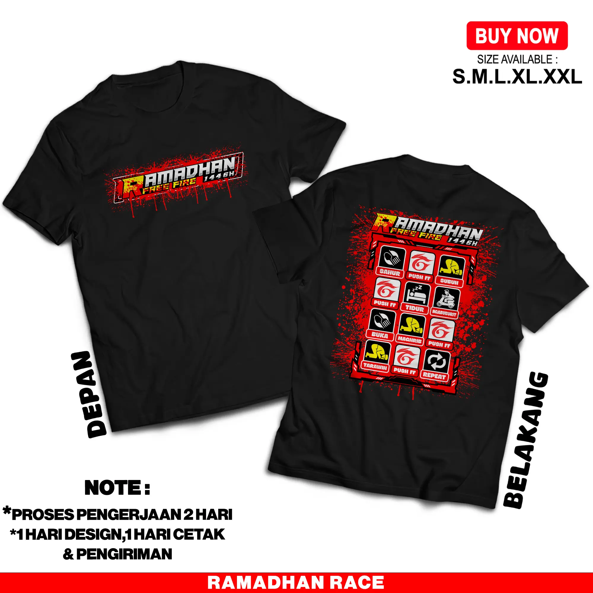 Kaos Ramadhan Free Fire 1446H V1 - Baju Ramadhan Racing - Nyaman dan adem Unisex