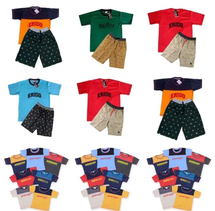 Stelan Kaos Anak Laki Laki  Usia 1-12 Tahun Ready Stok Setelan Celana Motif Fashion 1