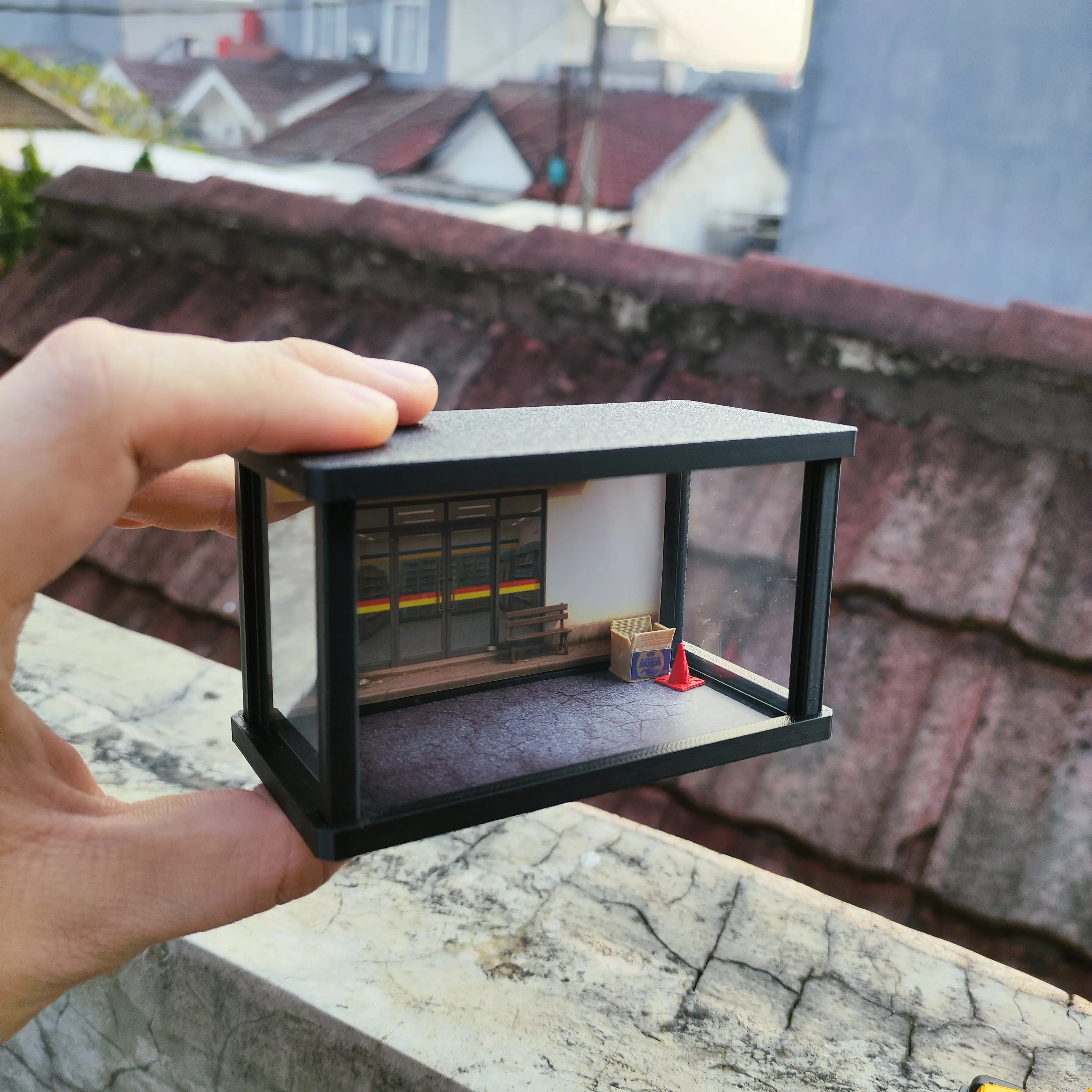 ( TANPA MOBIL )  DIORAMA DIECAST - MINI DIORAMA Indomaret - DIORAMA MINI WITH ACCRYLIC