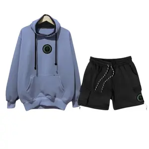 Pria Stelan Oneset Hoodie Celana Pendek Pria Wanita Distro Stelan Sweater Celana Cargo Bahan Fleece Brend Lokal Size M L XL XXL Polos Abu Paralon Dewasa Hitam Panjang Katun Setelan Casual