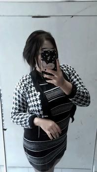 Product Review of Cardigan Houdstooth Autumn Semi Crop Outer Sweater from A**😎 0