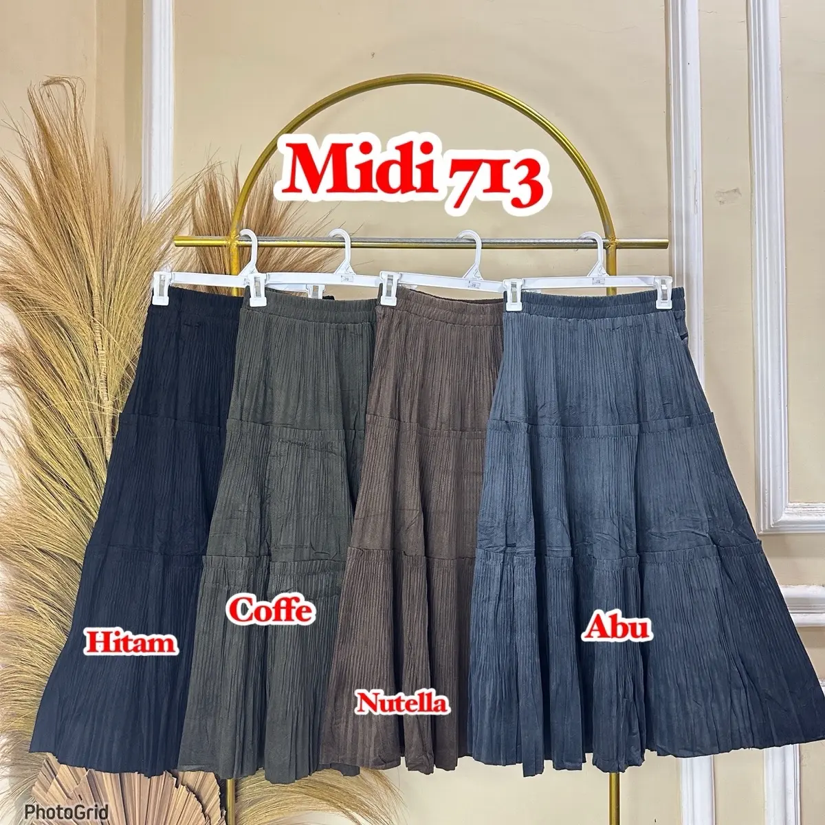 Rok panjang dan midi plisket corduroy rempel