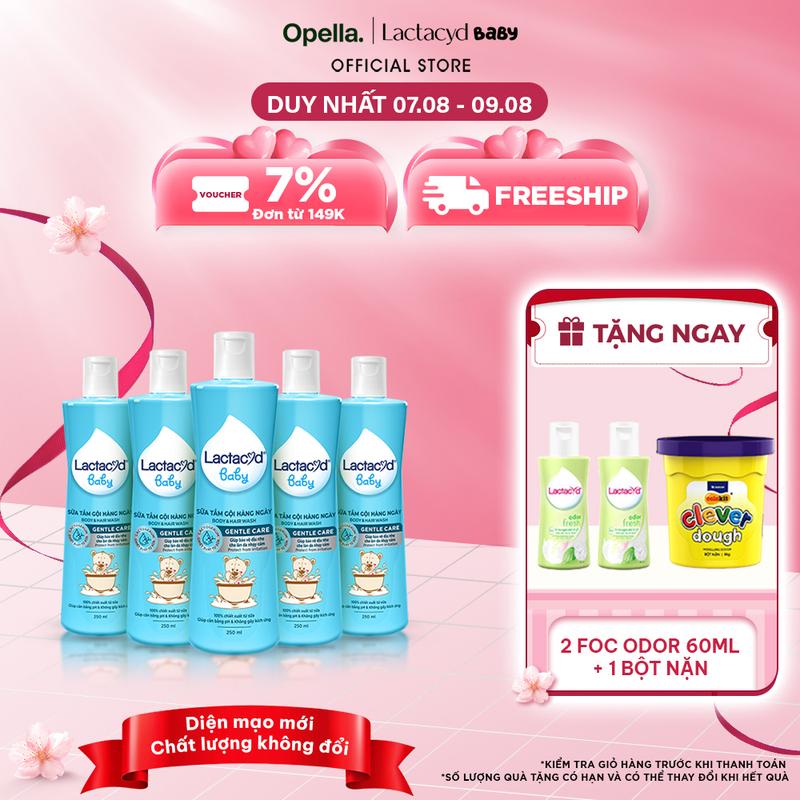 Bộ 5 Sữa Tắm Gội Trẻ Em Lactacyd Baby Gentle Care Bảo Vệ Dịu Nhẹ Cho Làn Da Nhạy Cảm 250ml/chai Cho Bé