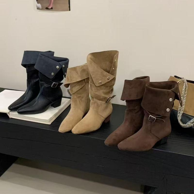  Bốt nữ cổ lửng da lộn phong cách cao bồi siêu cá tính 