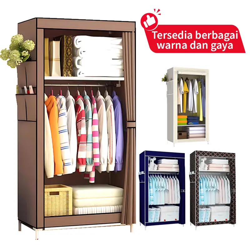 COD Lemari Pakaian Kain Portable Cloth Wardrobe Clothes Storage Lemari Baju Rak Rak serbaguna Lemari Penyimpanan Tahan Debu