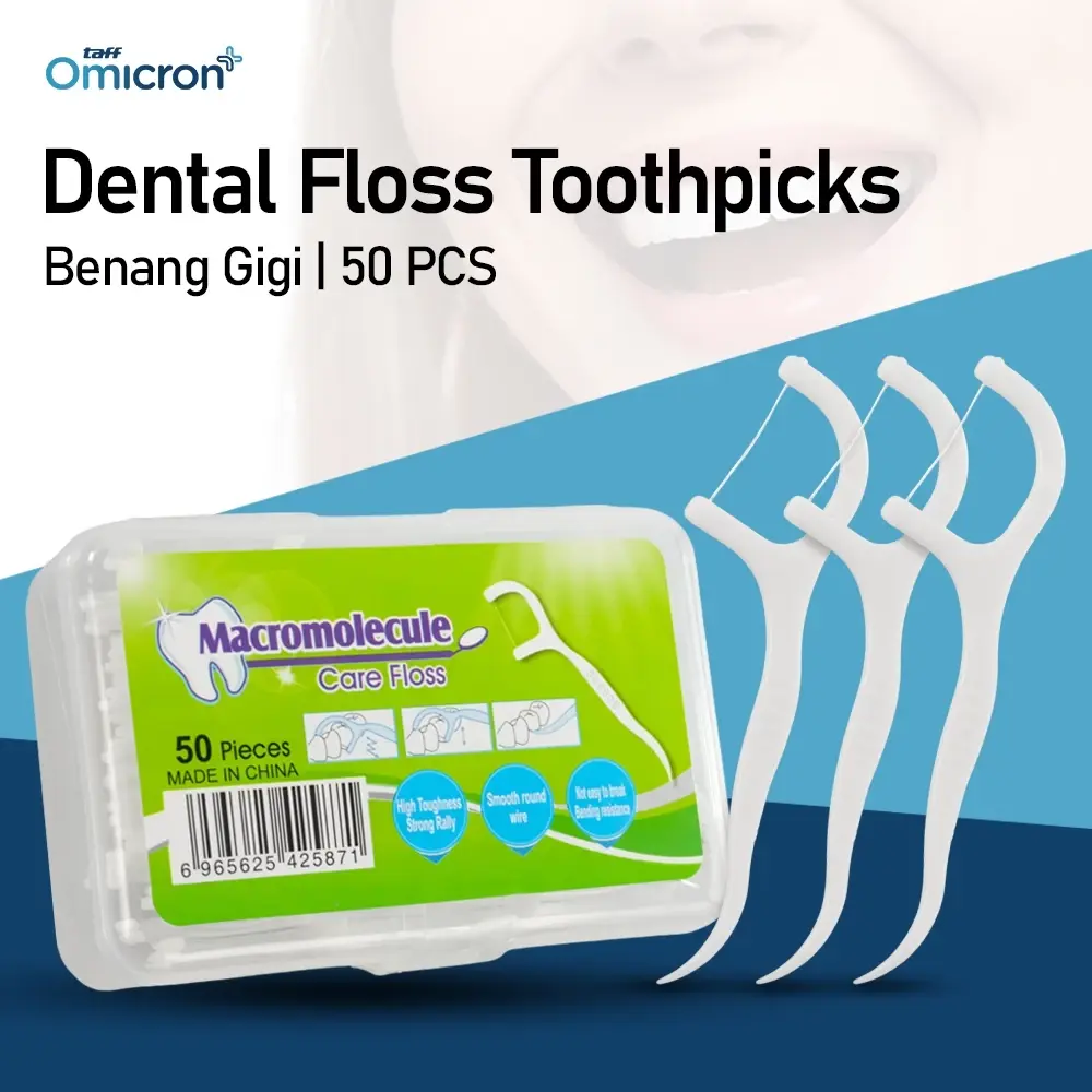 tusukan gigi 2in1 isi 50 pcs - tusuk gigi benang - pembersih sela gigi benang - dental floss
