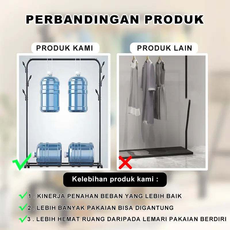 Gantungan Baju Besi Rak Pakaian Jemuran Baju Gantung Stand Hanger Display Model Gawang Non-Plastik / V6A1 2