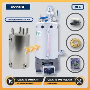 [Stainless 304 / Besi] INTEX Tabung Boiler 10 Liter Setrika Uap Laundry Lengkap Otomatis Air Api Gratis Pemasangan & Gratis Pengiriman Garansi 1 Tahun