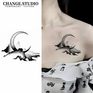 รอยสักชั่วคราว ดีไซน์รอยสักพระจันทร์ ติดทนนาน 15 วัน กันน้ำ ไม่กลัวการเสียดสี สติ๊กเกอร์รอยสัก