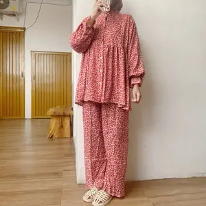 Ashany setelan ruffle bahan rayon / setelan rayon wanita