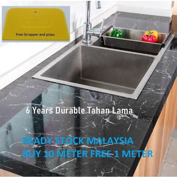 Wallpaper PVC[LOCAL SHIP]Self Adhesive Price per meter 60cm width oil proof water proof heat stand marble jubin table top meja