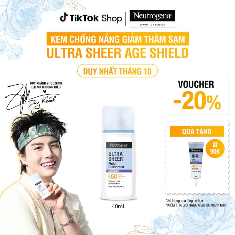 [DEAL HOT] Kem chống nắng Neutrogena Ultra Sheer Fluid Sunscreen Age Shield SPF 50 Broad Spectrum PA+++ 40ml