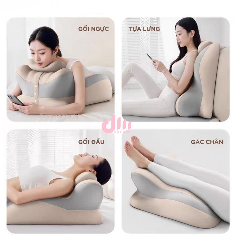 GỐI CÔNG THÁI HỌC DREAMI - GỐI THƯ GIÃN BẢO VỆ ĐỐT SỐNG CỔ CHỐNG MỎI VAI GÁY KHI XEM ĐIỆN THOẠI IPAD...