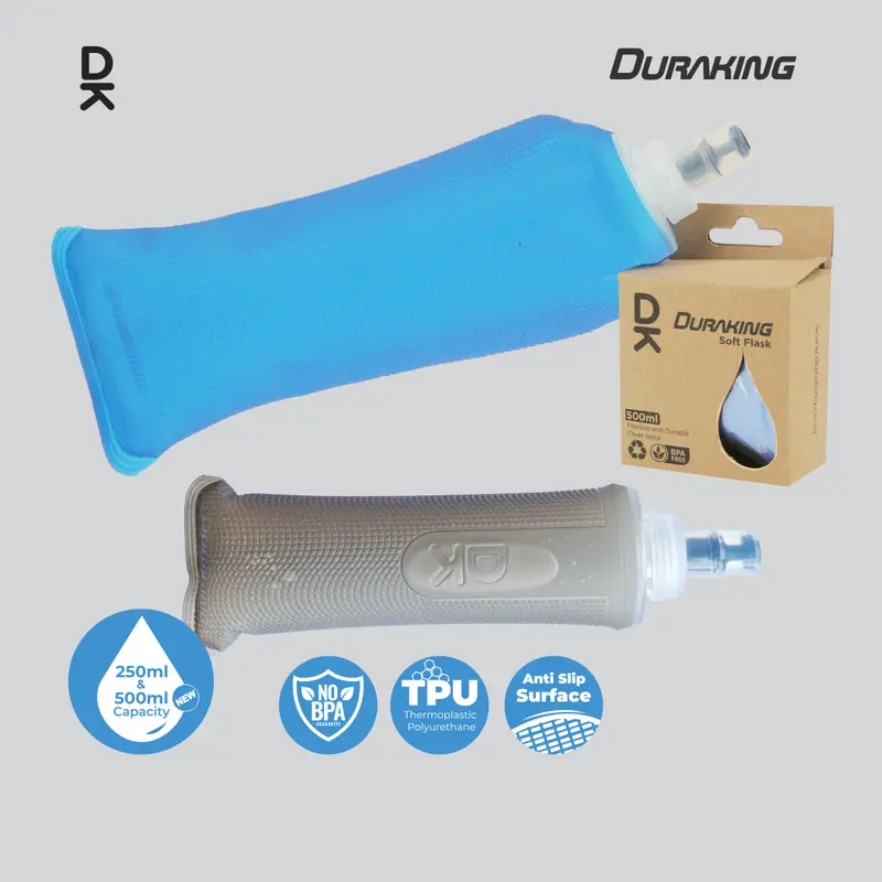 Duraking Soft Flask Botol Minum Olahraga Anti Slip Surface Matte Grey 250 ML