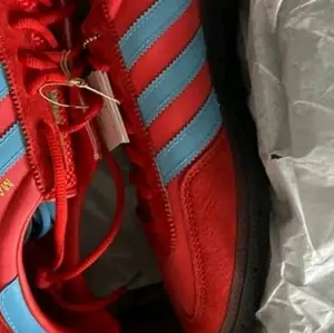 sepatu casual merah dengan strip biru muda (m4nch35t3r)