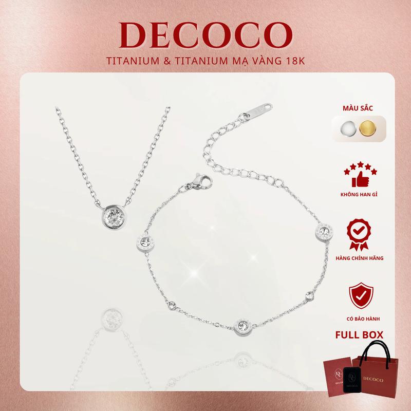   HÀNG MỚI VỀ  KHÔNG ĐEN GỈ - Bộ phụ kiện vòng tay và dây chuyền nữ đá basic LUXEVA De Coco Phụ Kiện  kèm Túi giấy + Hộp + Thiệp  