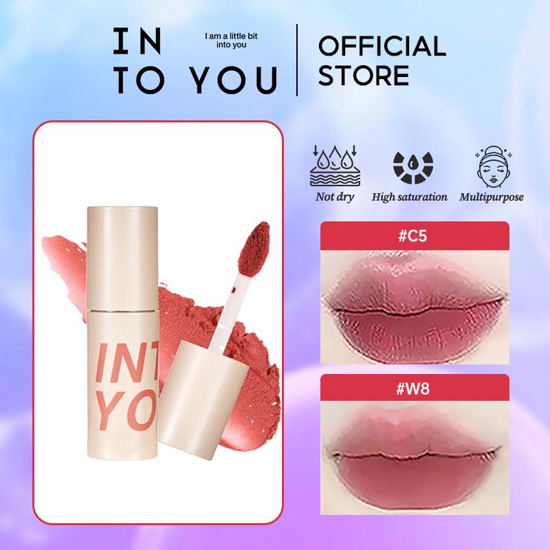 INTO YOU Son môi không khí dạng bùn matte mềm mịn nâng cao sắc trắng không dính môi và má sản phẩm Trang Điểm cho sinh viên Mỹ Phẩm1.8g