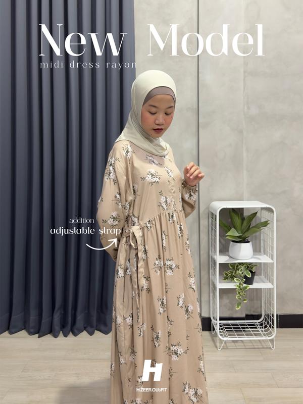HiZEER.OUTFIT MIDI DRESS JUMBO WANITA RAYON BUSUI FRIENDLY 1