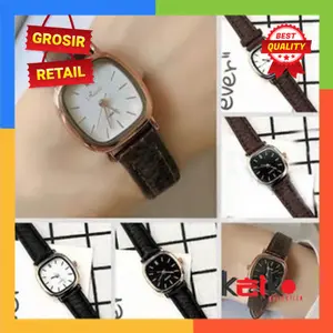 ALOY ANKL009 - Jam Tangan Wanita Gaya Retro Bisnis Casual Dial Segi Fashion Analog Quartz Simple Strap Kulit Pu Leather High Quality