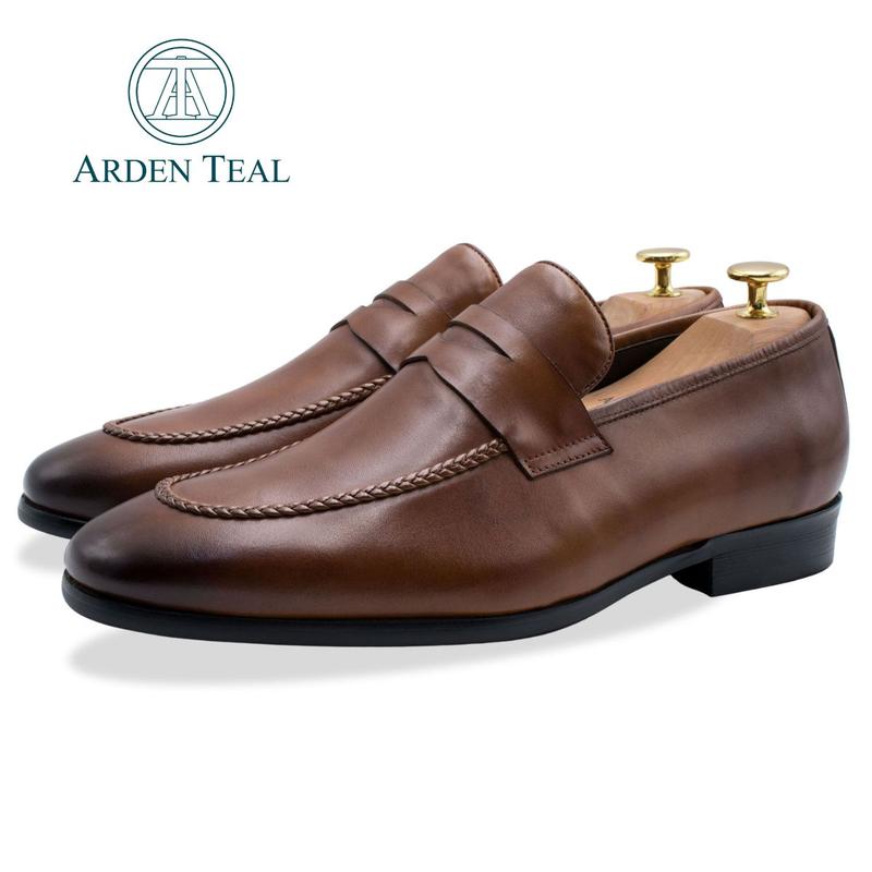 Product Introduction of ARDEN TEAL Arrecifes Chestnut Full Grain Leather Penny Loafer 5