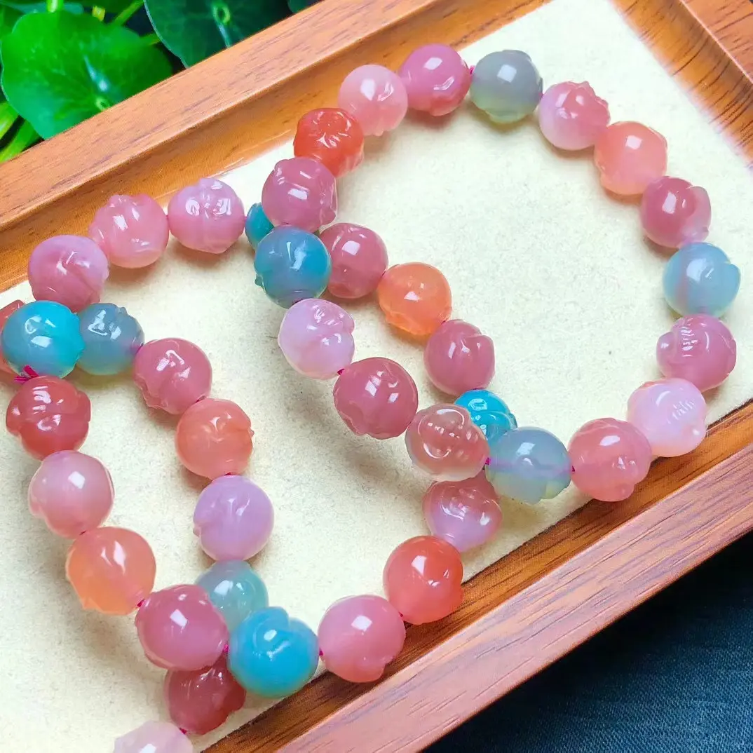 Natural YanYuan agate beadle lap couple bracelet around 10 mm