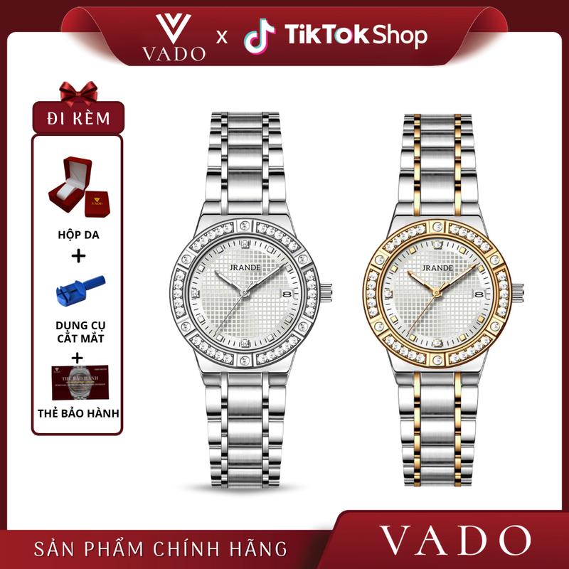 LIVE - DHJ9775J Đồng Hồ Nữ sang chảnh Mặt Tròn Mặt Đính Viền Đá Sang Trọng Dây Kim Loại - DHJ9775 JRANDE