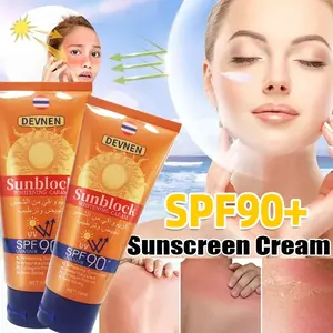 SPF90 Sunscreen Whitening Sunblock Cream Wajah Dan Badan Sunscreen Sun Protect & Moisture Pelindung dari Sinar Matahari UV Protection Cream Tidak Lengket Tahan Air Double Whitening Lightweight Refreshing Mencegah Penuaan Dini 100g