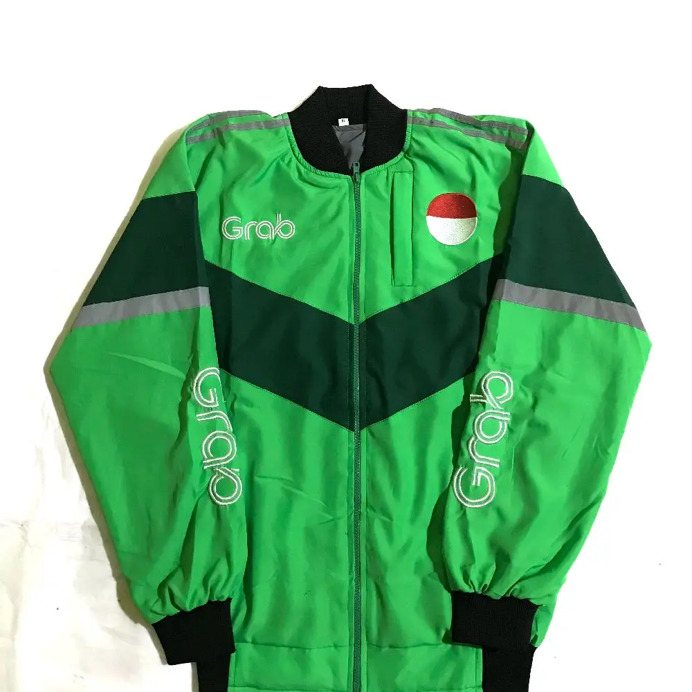 Jaket  bomber Casual driver model terbaru   grb motor poliester sporty minimalis krem/khaky Bordir