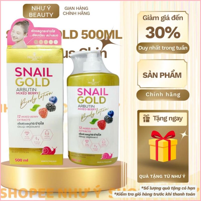 Sữa dưỡng thể body Snail Gold Arbutin Mix Berry Body Lotion Precious Skin 500ml