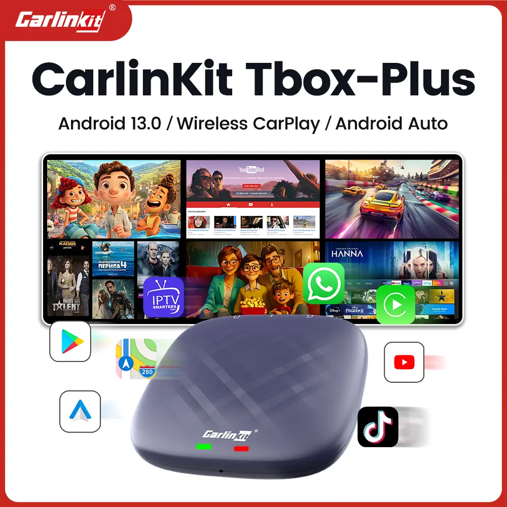 Carlinkit Ai Box Plus Android 13 8+128GB Wireless CarPlay Android Auto 4G LTE Car Video Android Box Support Youtube Netflix IPTV Built-in GPS