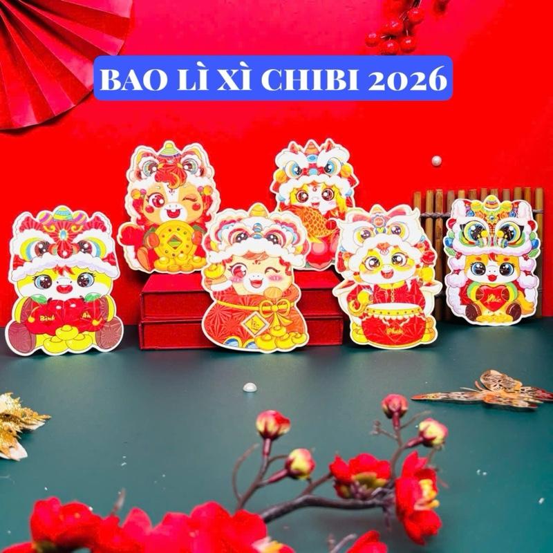 100 Bao lì xì CHIBI 10 mẫu loại 1 - Hottrend 2026