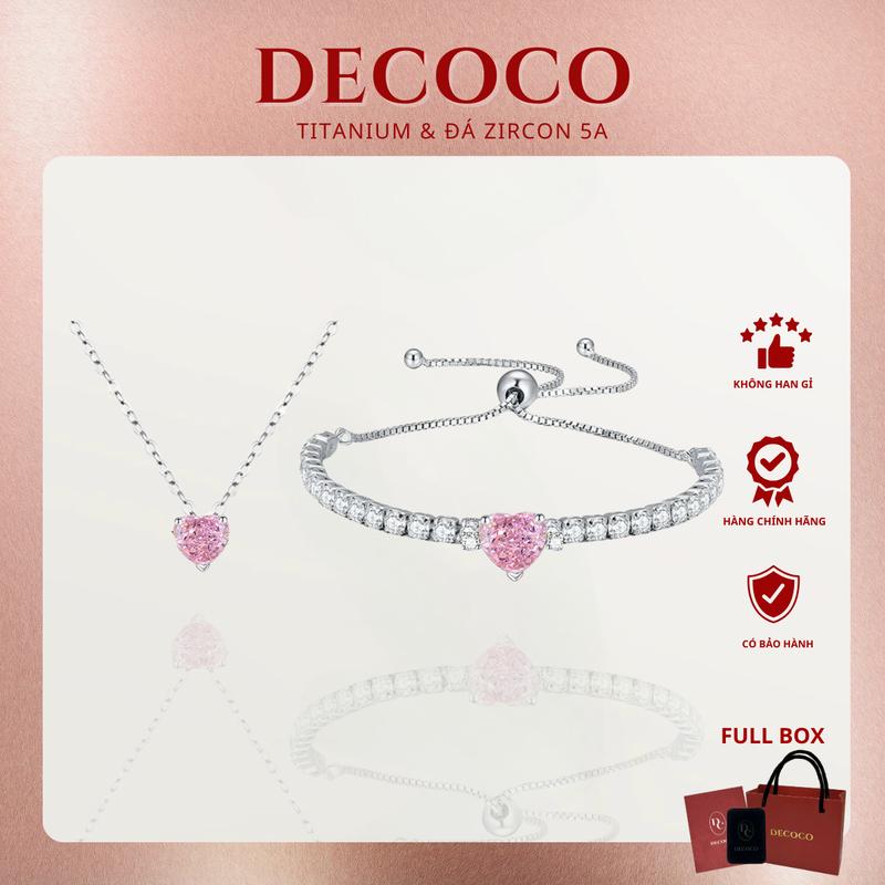 [MUA 1 TẶNG 1 VÒNG CỔ MOLY] KHÔNG ĐEN GỈ - Vòng tay, lắc tay nữ trái tim hồng POSIE De Coco (kèm Túi giấy + Hộp + Thiệp) Phụ Kiện Titan bracelet vòng tay nữ