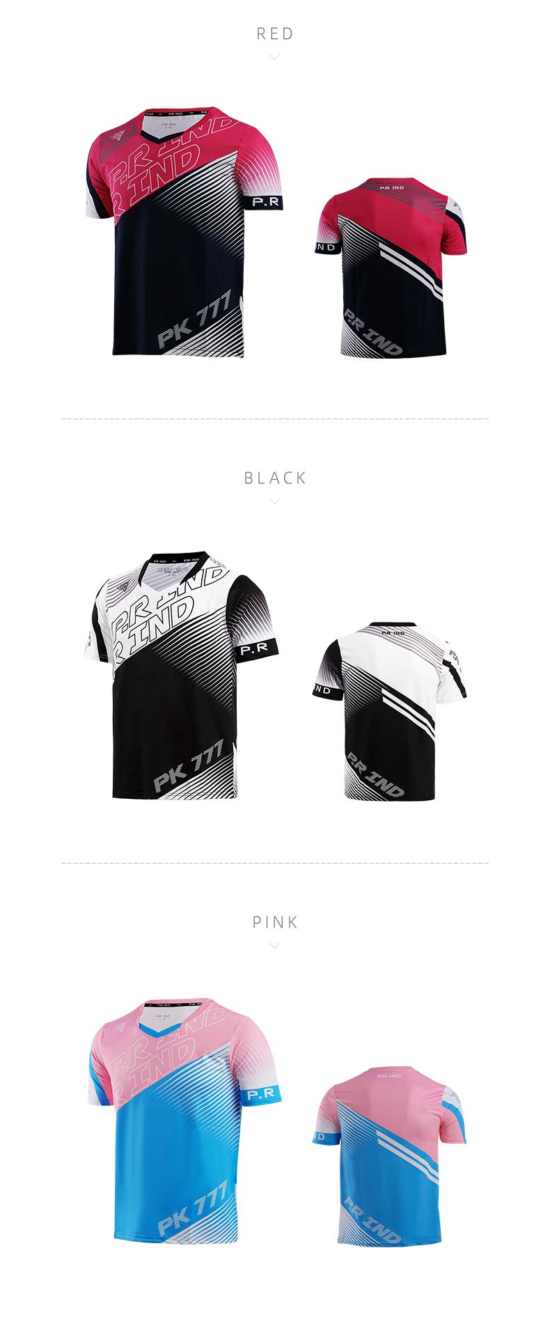 Product Introduction of 【DRY-FIT STYLE】Kaos Olahraga Badminton Gym Breathable Original PK777 - P.R IND Sports Jersey Training Shirt (Purui/PR) - Tiffany Green Black/Pink/Black White - S-3XL 11