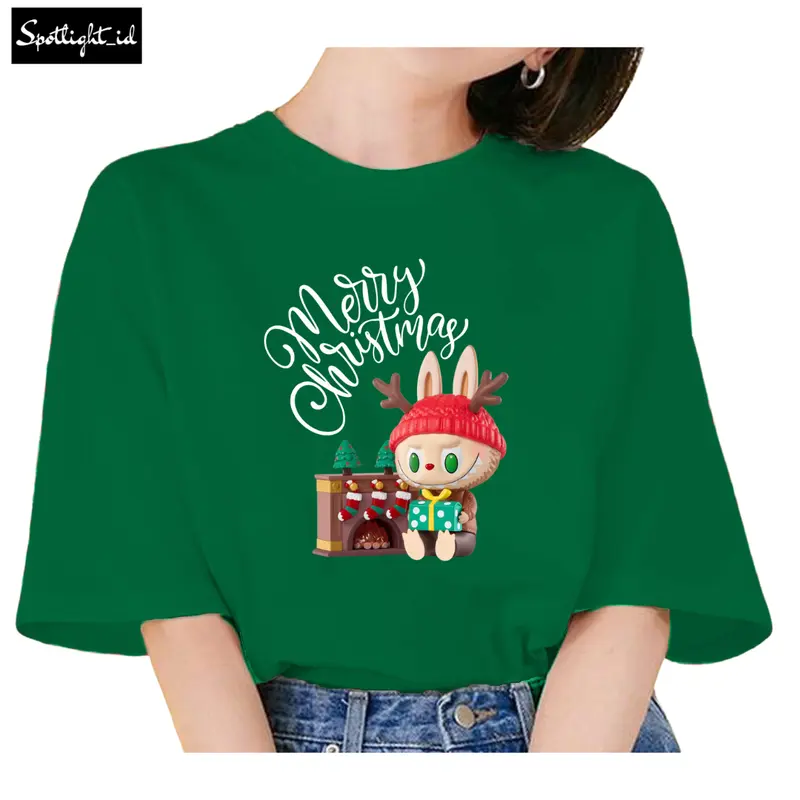 SPOTLIGHT_ID - BAJU KAOS LABUBU NATAL UNISEX COMBED 30S PREMIUM T SHIRT WANITA PRIA KAOS DISTRO , KAOS NATAL , ATASAN WANITA , BAJU NATAL , KAOS CHRISTMAS , KAOS LABUBU BISA COD 0