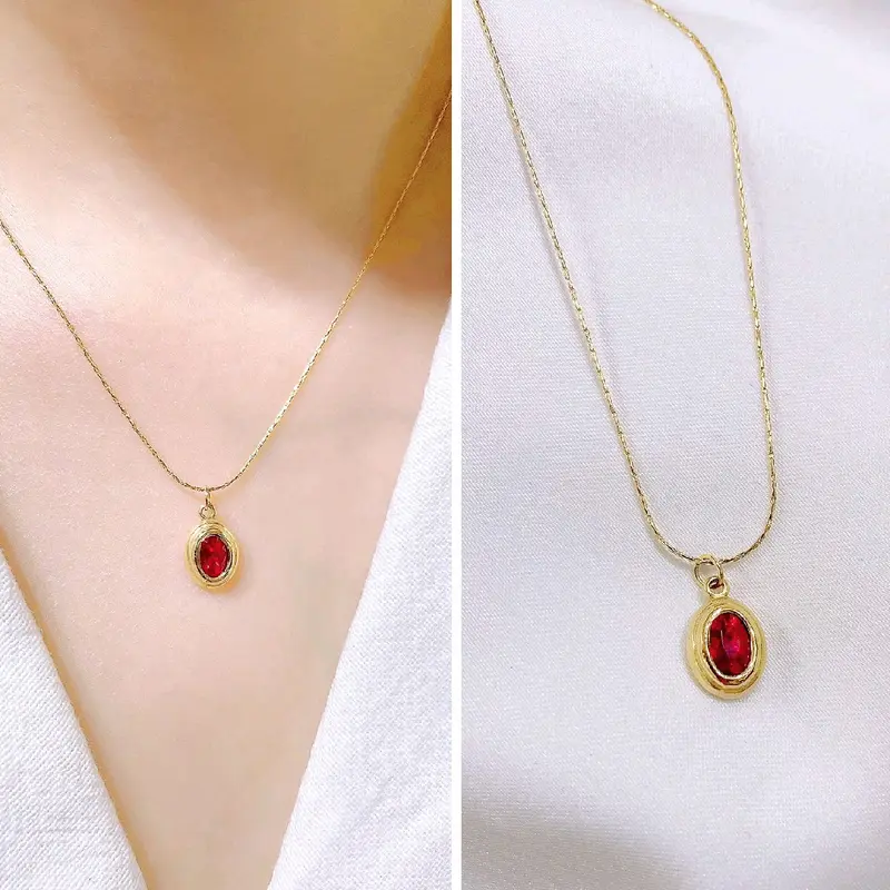 Kalung ruby merah titanium wanita 0