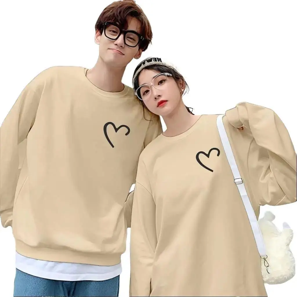 Kaos Couple Pasangan Logo Love (Isi 2 Pcs) - Baju Pria Wanita Lengan Panjang VISTATERRY PREMIUM, Motif Sablon Printing Digital - Distro Dewasa Katun
