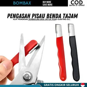 Pengasah Pisau Portabel Pengasah Pisau Genggam Saku Pocket Sharpener Knife Alat Asah Pemangkas Kebun Gunting Kapak Portable Pengasah Pisau Profesional 2-in-1 - Alat Mengasah Pisau Dapur & Gunting, Diamond & Keramik Sharpener, Gagang Anti Slip