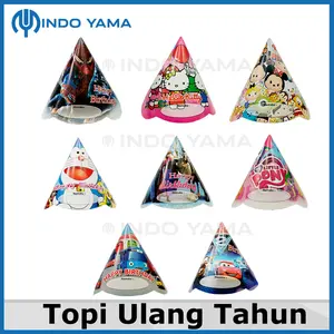 TOPI KERUCUT ANAK KARAKTER PESTA ULANG TAHUN 10 PC SPIDERMAN TAYO PRINCESS HELLO KITTY