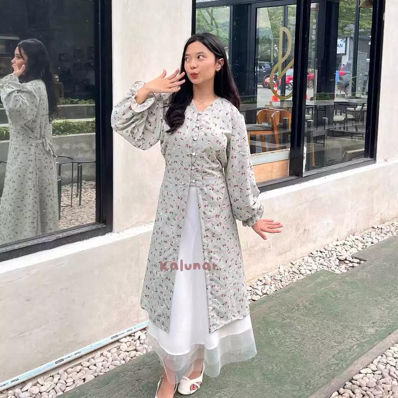 [NEW LAUNCH] KALUNAR - Daisy Tunik (Atasan Gamis Wanita Motif Bunga Modern) 2