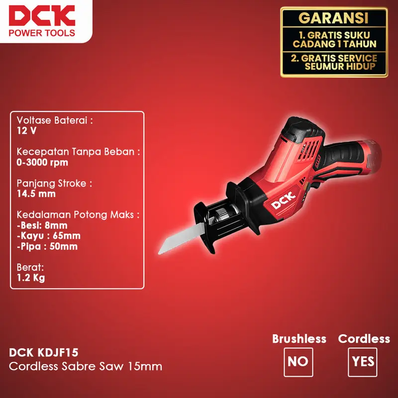 DCK KDJF15 Cordless Sabre Saw 15mm / Mesin gergaji 15mm 1