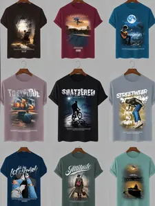 PAKET HEMAT iSi 6PCS KAOS ANAK ANAK DAN PRiA DEWASA MOTiF RANDOM BAHAN SPANDEK PE 24S CREW NECK LENGAN PENDEK BISA COD Fashion