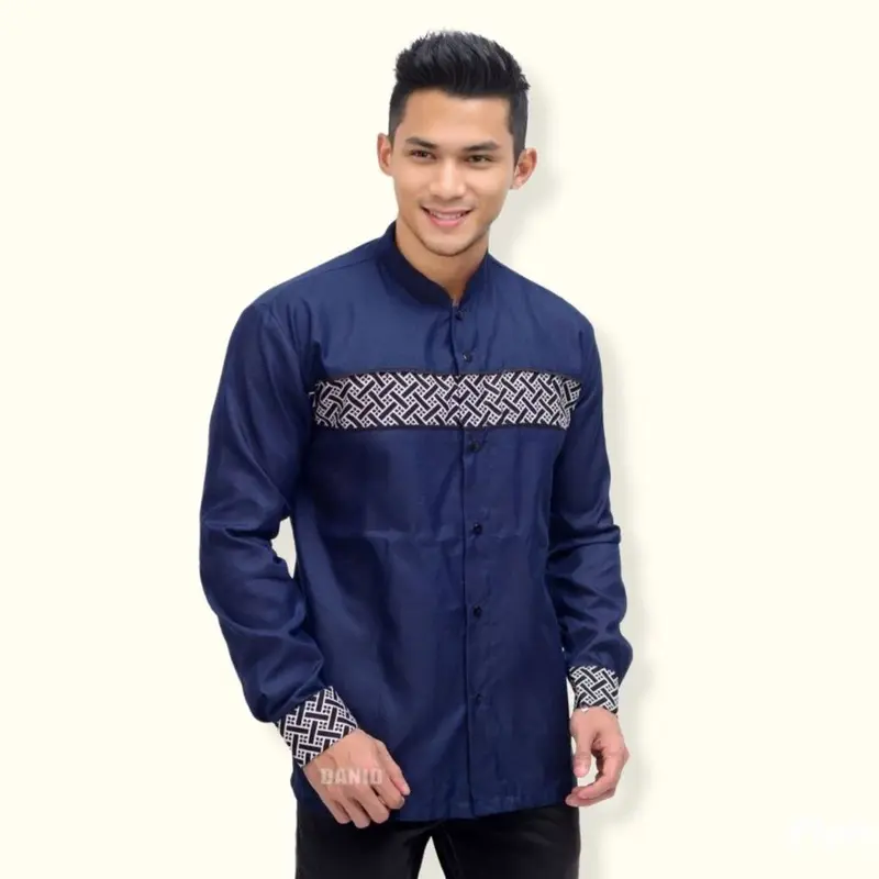 Baju Koko Syar'i Dewasa Lengan Panjang Terbaru Bordir Kain Kombinasi Muslim Pria 6