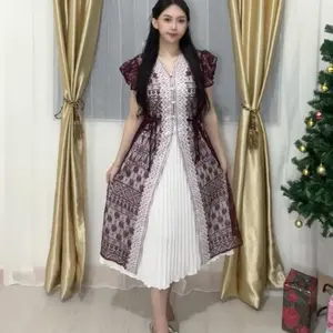 Dress Kekinian 2026 Outer & Rok untuk Kondangan Pesta Natal All Size 40-75 kg Tile Nyaman Kombinasi Cantik Midi Baju Mewah Formal Satin Wanita Gaun Panjang Wisuda Remaja
