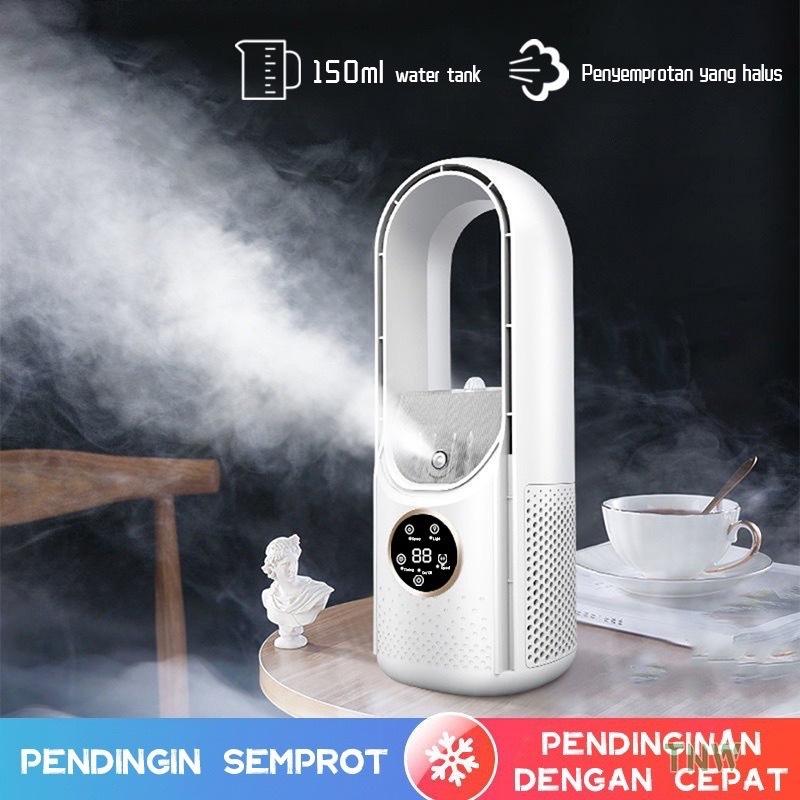 CASAO Air Cooler Fan AC Mini Kipas Penyejuk Portabel Pendingin Ruangan Air Conditioner Humidifier Bladeless Fan dengan Lampu LED Desk Fan untuk Rumah & Kantor AC 1