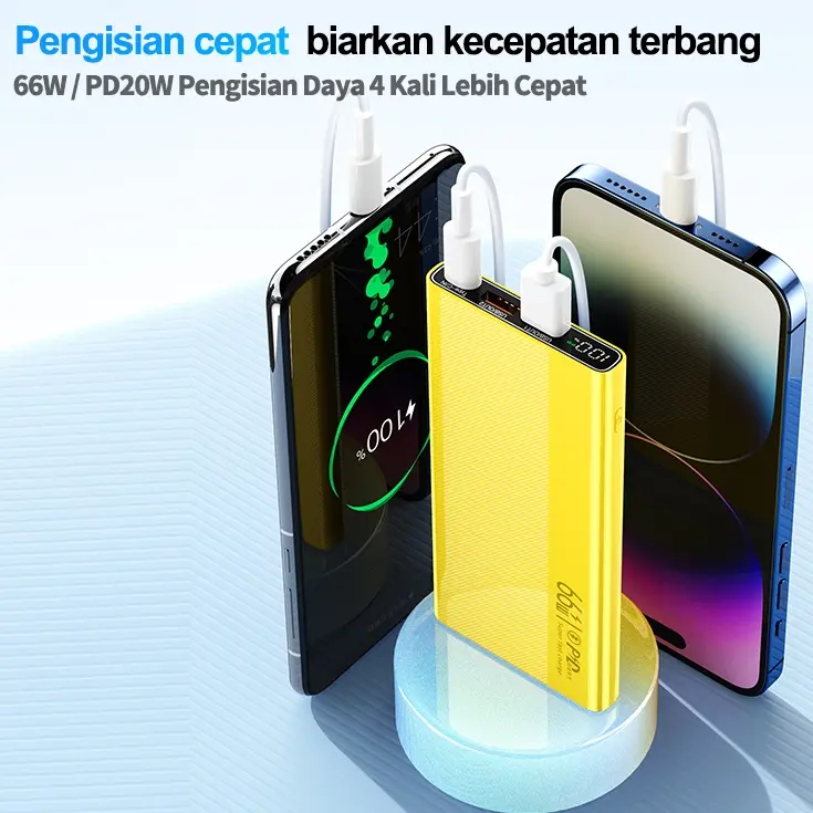 66W Super Fast Charging Power Bank LED Display Powerbank 20000mAh Dual Output Port USB Type-C Ponsel Charger 4